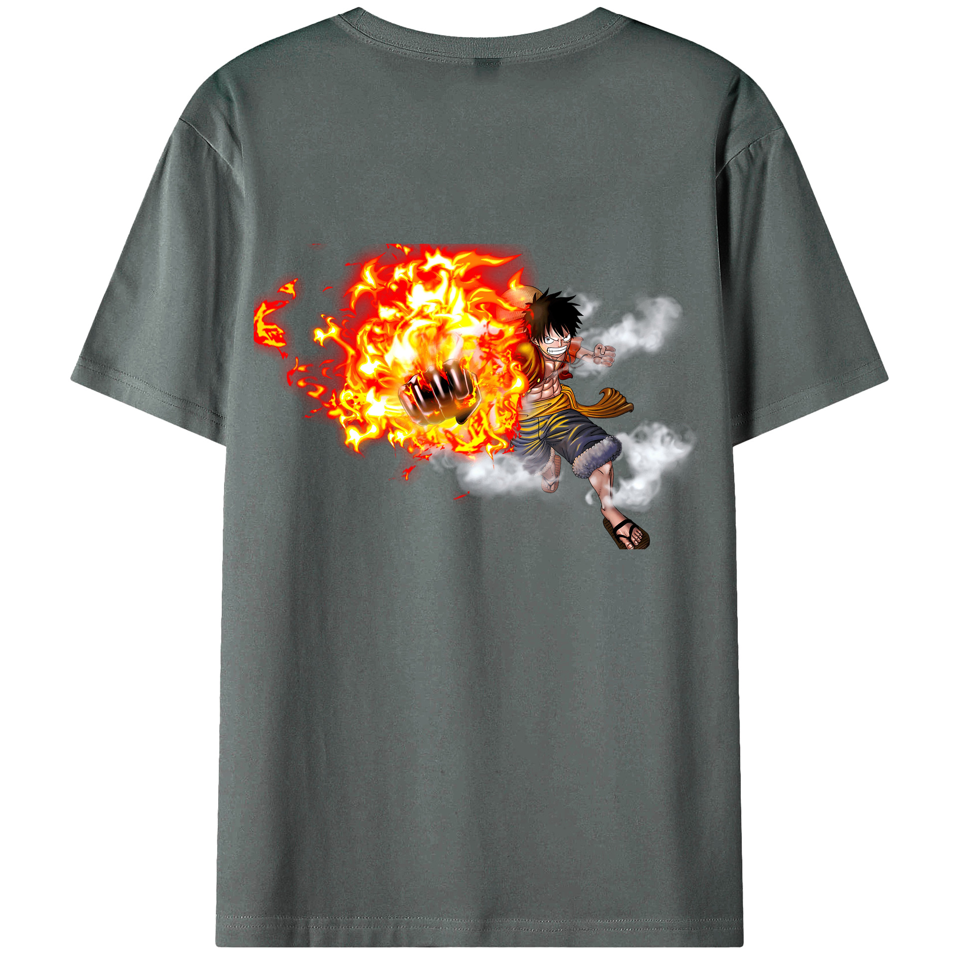 ワンピース モンキー・D・ルフィ ONE PIECE Monkey D. Luffy 綿100％ メンズ半袖Tシャツ（バックプリント） 通気性